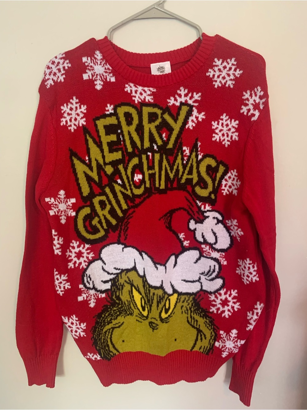 Grinch 'Merry Grinchmas' Red Holiday Sweater, size Medium